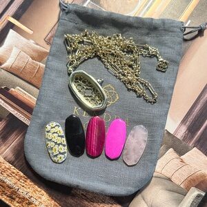 Kendra Scott Color Bar Ella Locket Gold Necklace with 5 Stones